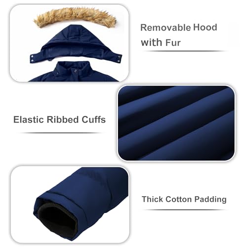 Image of FARVALUE Women's Winter Coat Thicken Puffer Coat Warm Jacket with Removable Fur Hood