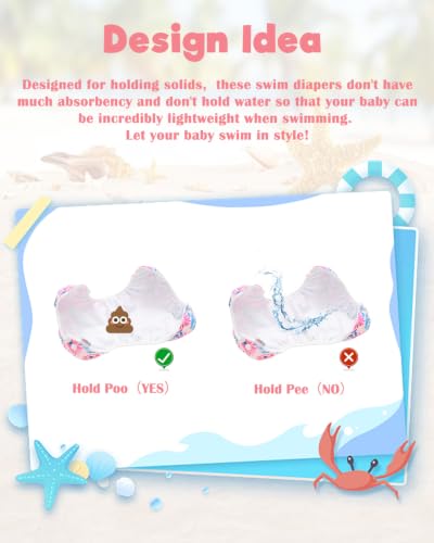 Image of ALVABABY Large Cloth Swim Diaper 3pcs Baby /Toddler /Infant Snap Reusable Adjustable Swimming Diaper Baby Boy and Girl 3ZSWY81