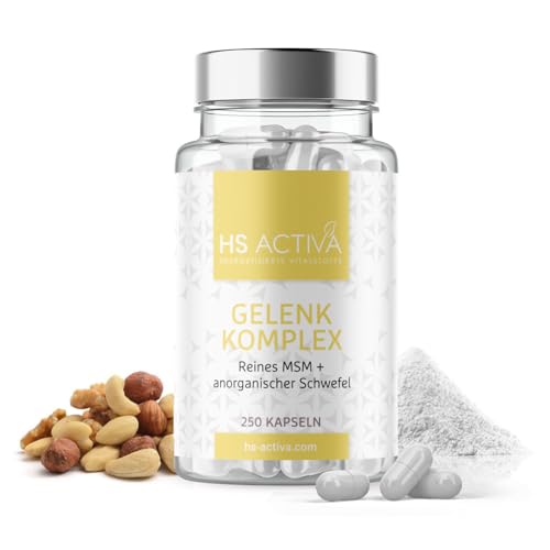 HS Activa Gelenk Komplex 250 MSM Kapseln hochdosiert – Reines Methylsulfonylmethan & anorganischer Schwefel – Für mehr Beweglichkeit und ein aktives Leben – Ohne Zusätze & Vegan – Made in Germany