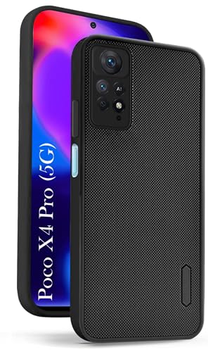 Image of Jkobi Back Case Cover for Poco X4 Pro 5G (Textured Grip Design | Camera Protetion | Slim and Light Weight | Soft Touch and Feel | Black)