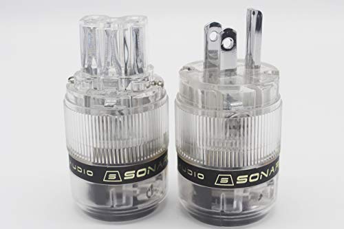SonarQuest Standard Edition Rhodium Plated US Power Plug & IEC Connector Set AC Power for HiFi Audio (ST-PP+PC(T))