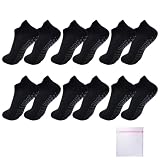 VEGCOO 6 Paia Calzini Antiscivolo per Donna e Uomo, Calzini Yoga Pilates Calze Antiscivolo Pilates per Yoga, Balletto, Danza, Fitness (Nero)