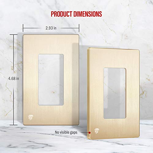Enerlites Elite Series Screwless Decorator Wall Plate Child Safe Outlet Cover, Gloss Finish, Size 1-Gang 4.68" H X 2.93" L, Unbreakable Polycarbonate Thermoplastic, Si8831-Bgd, Brushed Gold #TOP1