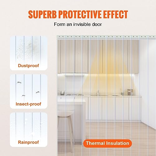 VEVOR Strip Door Curtain, 150' Length x 8" Width PVC Door Strip Bulk Roll, Walk in Freezer Cooler Curtain Strips for Supermarket, Garage, Warehouse, Pet Animal House，Commercial Entry Doors by VEVOR - Image 3