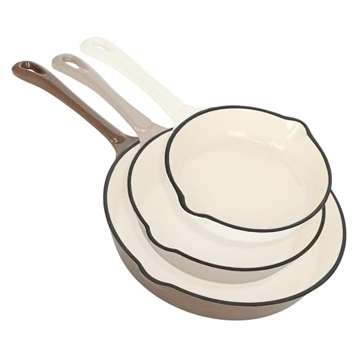 Lot45 Polished Enamel Coated Cast Iron Skillets Set - 3pc Nonstick Cookware Enameled Cast Iron Frying Pan Set for Cooking