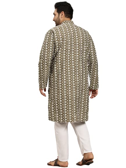 Image of SOJANYA (Since 1958, Men's Silk Blend Grey Kurta Pyjama & Silk Blend Jacket Combo