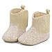 ESTAMICO Baby Girls Embroidery Western Cowgirl Boots Infant Sequin Leather Cowboy Booties Round Toe Ankle High Hook and Loop Shoes, Beige 6-12 Months
