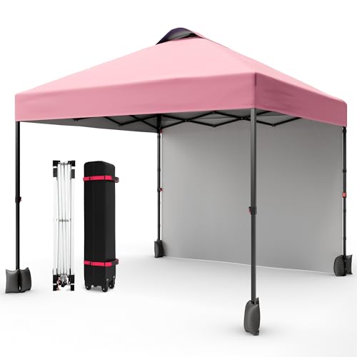 10x10 ft Pop Up Canopy Tent with Sidewall,Easy Set Up Gazebos with Vented Roof,Instant Shade Tent with Vented Roof for Picnic/Camping-Includes Storage