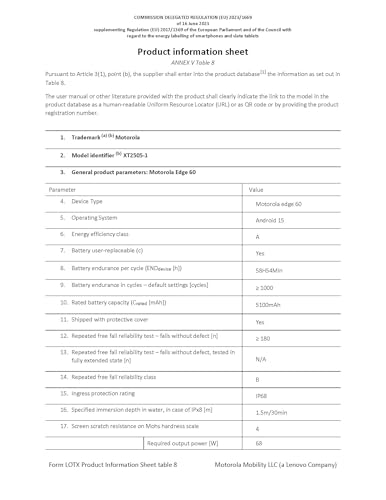 Motorola Edge 60 Smartphone (Robustes 6,67“-pOLED-Display mit Gorilla Glass 7i, 50-MP-Moto-AI-Kamera, 12/512 GB, 5100 mAh, widerstandsfähig, wassergeschützt) Pantone Gibraltar Sea inkl. Handyhalter