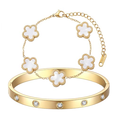 XFSRG Bracelet Femme Zircon Cristal Fleur Bracelet Ajustable Bijoux Accessoires Cadeau pour Fille Cadeau pour l'anniversaire de Noël Saint Valentin