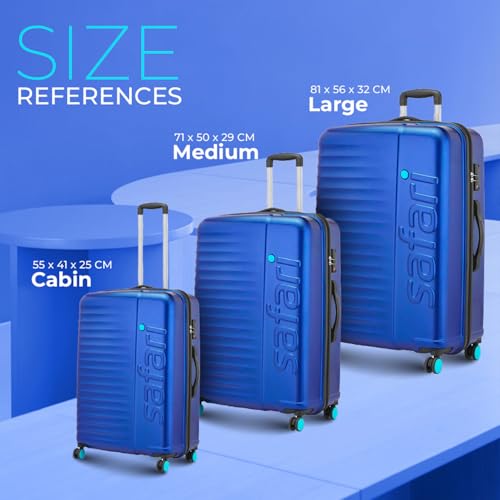 Image of Safari Ignite 8 Wheels 71 Cms Medium Cabin Trolley Bag Hard Case Polycarbonate 360 Degree Wheeling System, Trolley Bags Suitcase for Travel, Midnight Blue