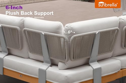 Image of PURPLE LEAF Patio Furniture Set Outdoor Sectional Sofa with Fade-Resistant Cushions Wicker L-Shaped 7 Pieces Aluminum Conversation Sets with Ottoman for Balcony Yard Garden Poolside, White
