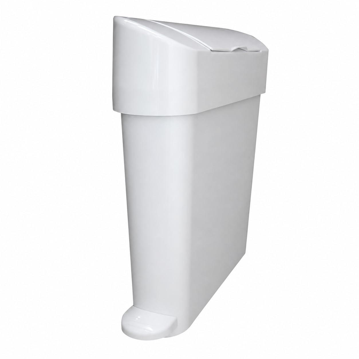 Contenedor Higiénico Agat Mini con Pedal 54x30x18 cm | Cubo Sanitario de Polipropileno con Tapa Ciega y Filtro Enzimático | Papelera para Compresas y Tampones (Lateral Blanco)