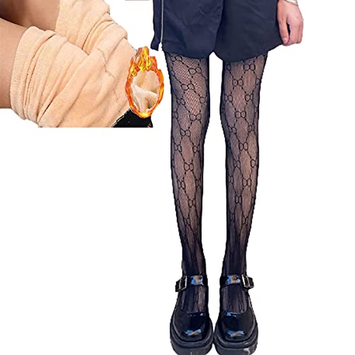 CHENTIAN Faux Transparent Fleece Tights Cover