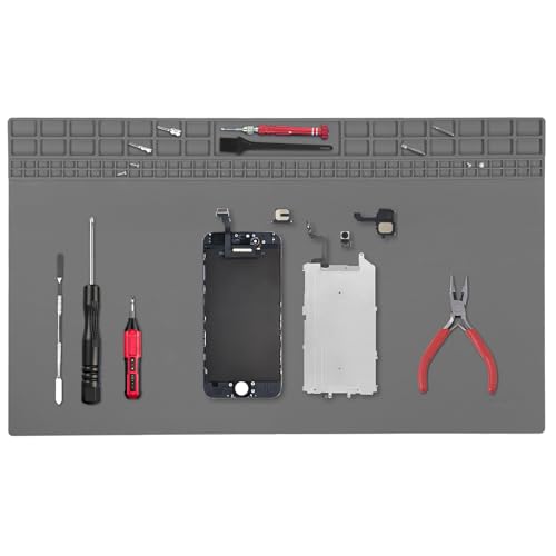 Extra Large Silicone Soldering Mat Silicone Electronics Work Mat 60x35cm 500 Heat-Resistant Repair Pad for Electronic Phone Laptop Watch Repair(Gray)