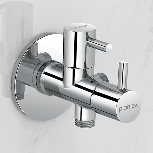 Image of Plantex Pure Brass 2 Way Angle C ock /Angle Valve for Bathroom withTeflon Tape /Angleular Cocke -(ICO-908-Mirror-Chrome)