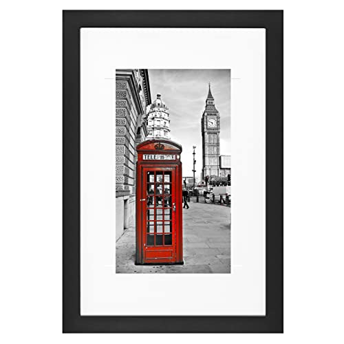 eletecpro 8x12 Picture Frame Made of Solid Wood, Display 5x7/6x8 With Mat and 8x12 without Mat for Wall and Tabletop Display - Mounting Hardware Included (Black, 8x12)
