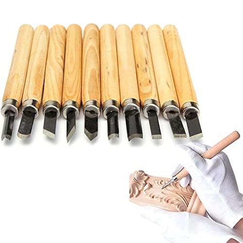 Jogo Kit De Goiva Mini Formão Xilogravura 10pçs P/Entalhar Esculpir Madeira Resina Gesso Argila