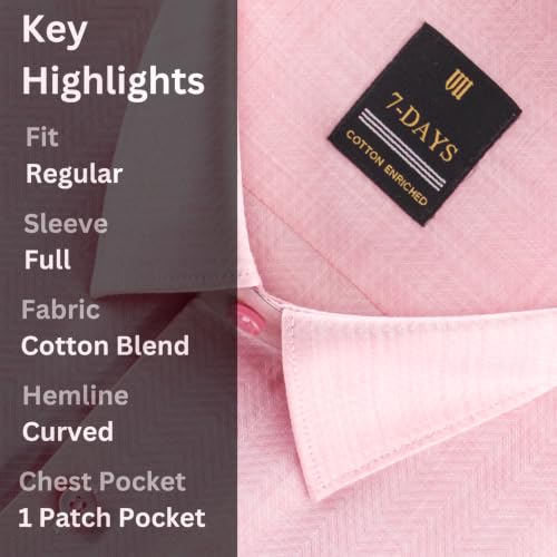 Image of 7-DAYS Premium Men's Formal Shirts - Cotton Rich, Textured Self-Design, Full Sleeve, Regular Fit, Wrinkle Resistant, with Pocket - Perfect for Office