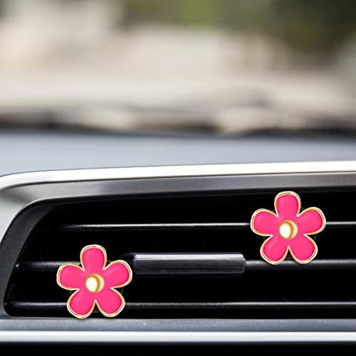 Image of Frienda 6 Pcs Daisy Flower Air Vent Clip Accessories Air Conditioning Outlet Clip Car Air Freshener Dashboard Accessories Charm Car Inter Decor(2.5 cm, 3 cm, 3.3 cm,Red)