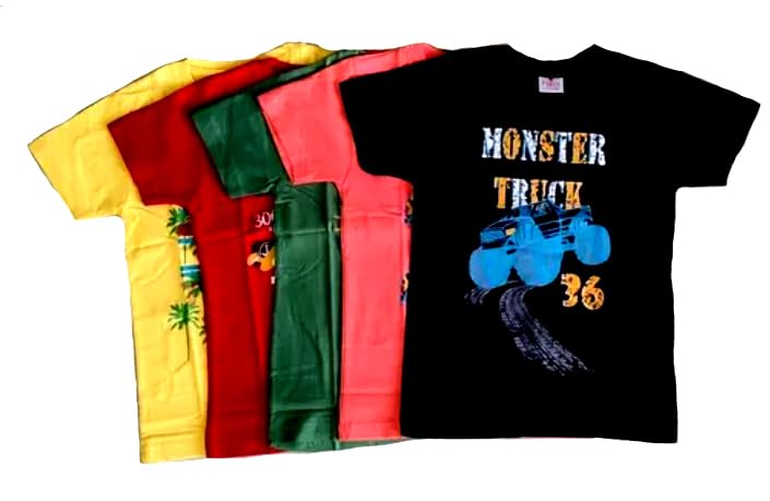 Image of t Shirt for Boys Printed Cotton Half Sleeve Regular Fit Casual Multi Colors Set of 5 PCS
