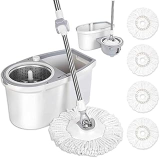 BOOMJOY Spin Mop and Bucket with Wringer Set, Easy Wring Mop for Floor