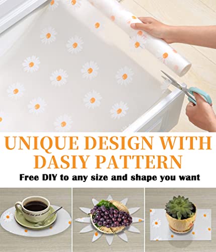 Jacriah Daisy Shelf Liner For Kitchen Cabinets Non-Adhesive Drawer Liner Non-Slip Refrigerator Liner Waterproof Fridge Pad Cupboard Mat Easy Placemats, Ideal For Wire Pantry Bathroom, 11.8"X59" #TOP5