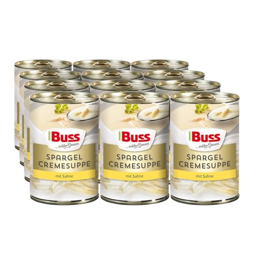 Buss-Klassische-Suppen-Spargelcremesuppe-verfeinert-mit-Sahne-Besonders-cremige-Spargelsuppe-Schnelle-vegetarische-Fertiggerichte-zum-Aufwaermen-in-Mikrowelle-Topf-Lange-haltbar-12-x-400g