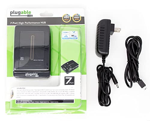 Plugable Usb 2.0 7-Port High Speed Hub With 15W Power Adapter #TOP6