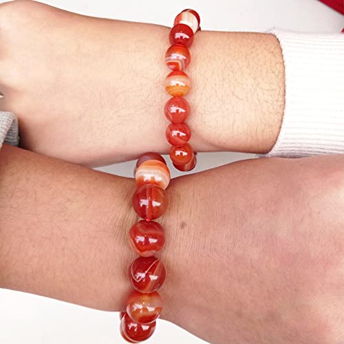 Miniatura 4 de SofiaCreations Handmade Red Banded Agate Crystal Beaded Bracelet, Natural Carnelian Gemstone Crystal 8mm Round Beads Stretchy Bracelet, Healing