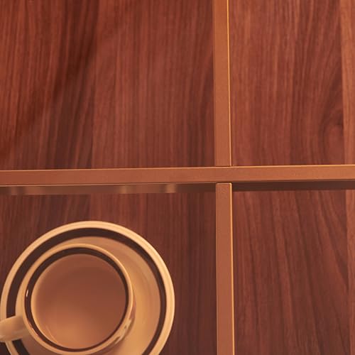 Saint-Mossi-Glass-Coffee-Table-for-Living-Room-Middle-Century-Modern-Style-Coffee-Brown-Glass-Top-Walnut-Brown-MDF-Wood-Top-with-Gold-Finish-Legs-Frame