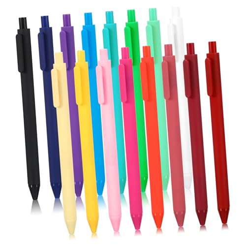 DECHOUS 16個 滑らかな書き心地 色ゲルインクボールペン 収納式リトラクタブルペン かわいいパステルカラー 筆記用具 メモ取りやノートに