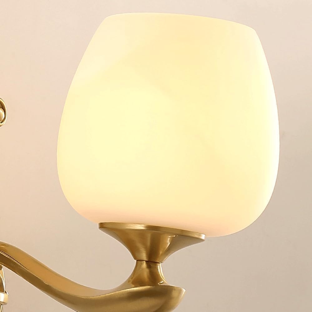 Vintage Brass Double Wall Sconce with White Milk Glass Shade Modern Home Decoration Antique Gold Bathroom Vanity Light Fixtures Vintage Bedside Wall Mounted Lamp for Farmhouse Bedroom Hallway