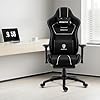 Dowinx Gaming Chair with Massage Lumbar Support Footrest, Fabric Computer Gamer Chair with Pocket Spring Cushion Adjustable Comfortable Game Office Chair 300lbs for Adult Teens Black
