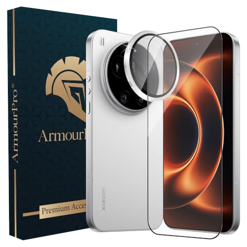 Image of ArmourPro Edge to Edge Tempered Glass for Xiaomi 17 Ultra with Silver Camera Ring Guard, 9H Screen Protector, Anti-Scratch, Anti-Fingerprint, Bubble-Free Installation Kit