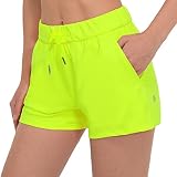 PIQIDIG Shorts for Women Running Workout Shorts Athletic Gym Shorts with Pocket Fluorescent Green