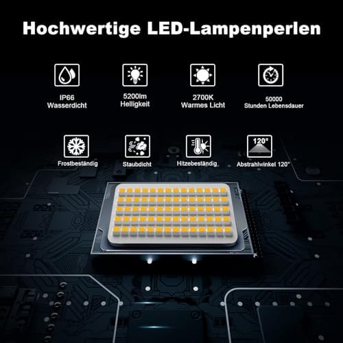 MEIKEE 60W LED Außenfluter Warmweiß Superhell IP66 Wasserdicht für Garten & Hinterhof