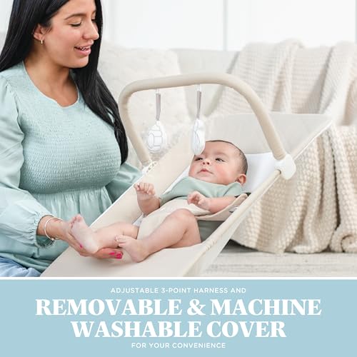 Image of Baby Delight Alpine Deluxe Portable Bouncer, Infant, 0-6 Months, 100% GOTS Certified Cotton Fabrics, Organic Oat