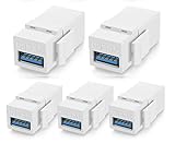 5 Pack USB 3.0 Keystone Jack Inserts,USB to USB Adapters Female to Female Connector ,Female Coupler...