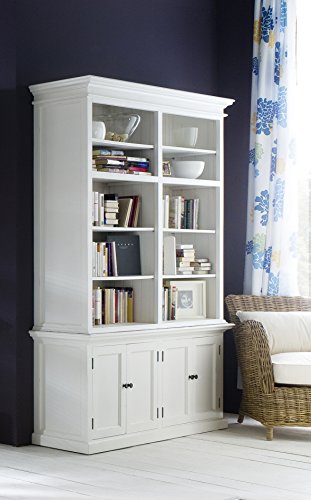 Novasolo Halifax Pure White Mahogany Wood Double Hutch With 10 Shelves And Storage #TOP8