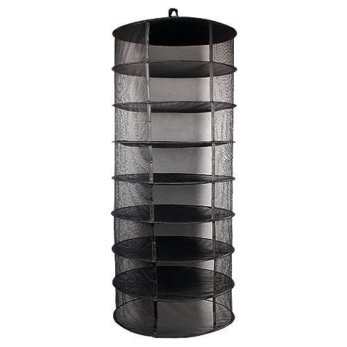 Growsun Herb Drying Rack, Hanging Mesh Drying Rack, 8 Tiers 24 inch Diameter, Large Plants Dry Rack