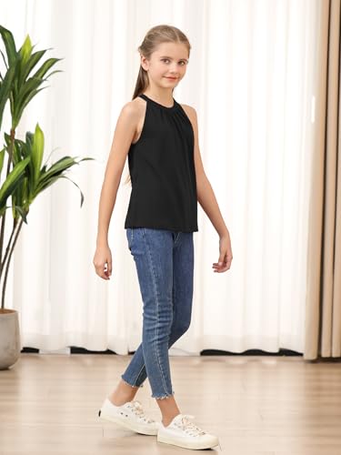 Image of GORLYA 2 Pack Girls Halter Neck Summer Sleeveless Shirt Multipacks Casual Curvy Tank Tops for 6-14Y