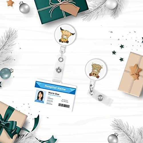 3 Pieces Cow Retractable Badge Holders, Nurse Badge Reel, Highland Cow Cute Nursing Badge Reel, Badge Holder With Swivel Clip, Badge Reels Retractable For Nurses, Doctor,Teacher Student Work Office #TOP3