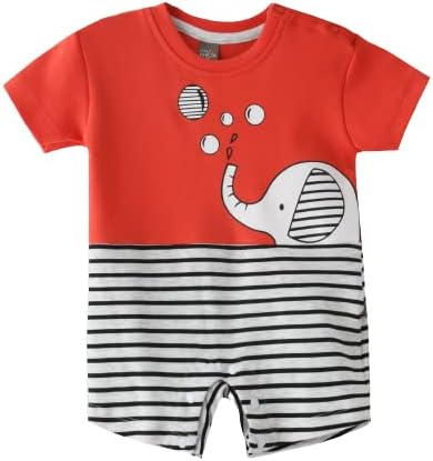 Little KangaroosBaby Boys Romper , Coral/Grey - ROGSS2222370A