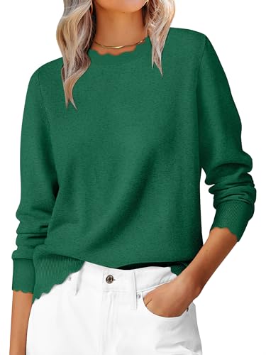 ANRABESS Sweaters for Women Loose Fit Lightweight Soft Dressy Scalloped