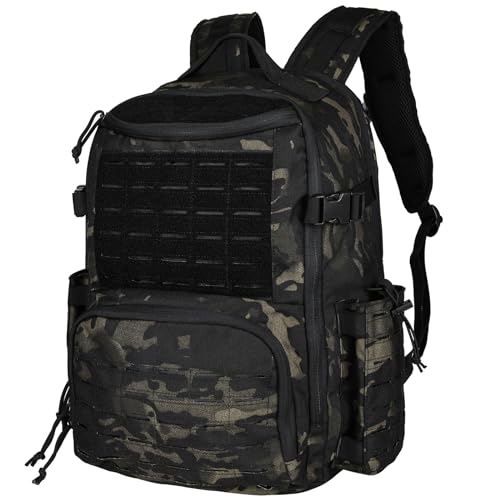 YAKEDA Military Tactical Backpacks for Men - 3-Day Bug Out Bag Large Waterproof Laptop backpack with Laser-cutting System 50L (Black CP) - vAv YAKEDA