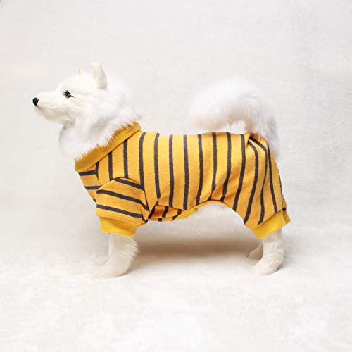 TONY HOBY Pet Clothes Stripe Dog Cat Pajamas, Autumn Winter Keep Warm Dog Jumpsuits Baby Standard Material Yellow Black