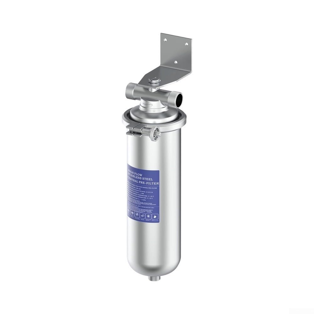 Filtro purificador de agua de alta capacidad de 4000 L, prefiltro de acero inoxidable para fontanería de toda la casa, elimina sedimentos e impurezas, plata (rosca exterior de 1 pulgada)