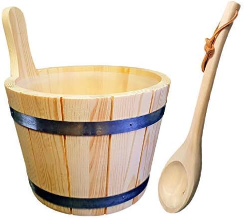 Sudorewell® Sauna Bucket Set 5tlg. - Sauna Bucket Softwood, Insert, Trowel, Sauna + Ice Crystals