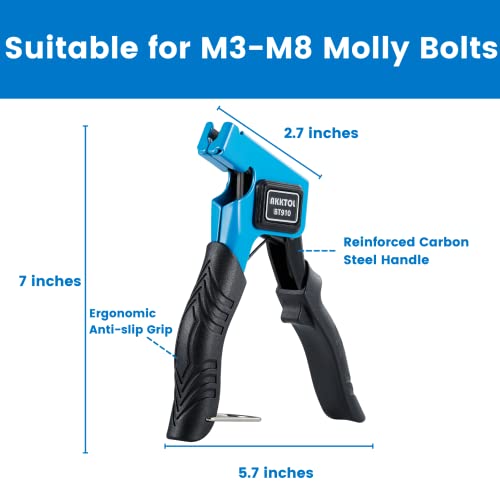 Akktol Hollow Plaster Wall Drywall Anchor Setting Tool With 35 Pcs Molly Bolts In 7 Sizes Heavy Duty, Storage Box Included #TOP1